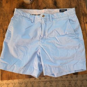 Polo Ralph Lauren Shorts, 32 in waist, stretch classic fit, light blue in color
